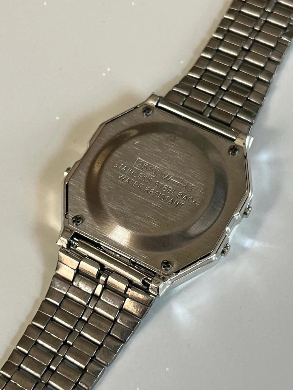 Classic Silver Digital Alarm Watch - Stainless Bracelet